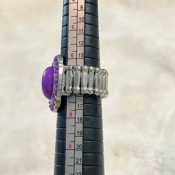 Purple elastic silver tone ring - Picture 8 of 8